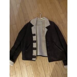 Vntatage Sherling Leather Sheepskin Jacket Coat Studio Large 80s